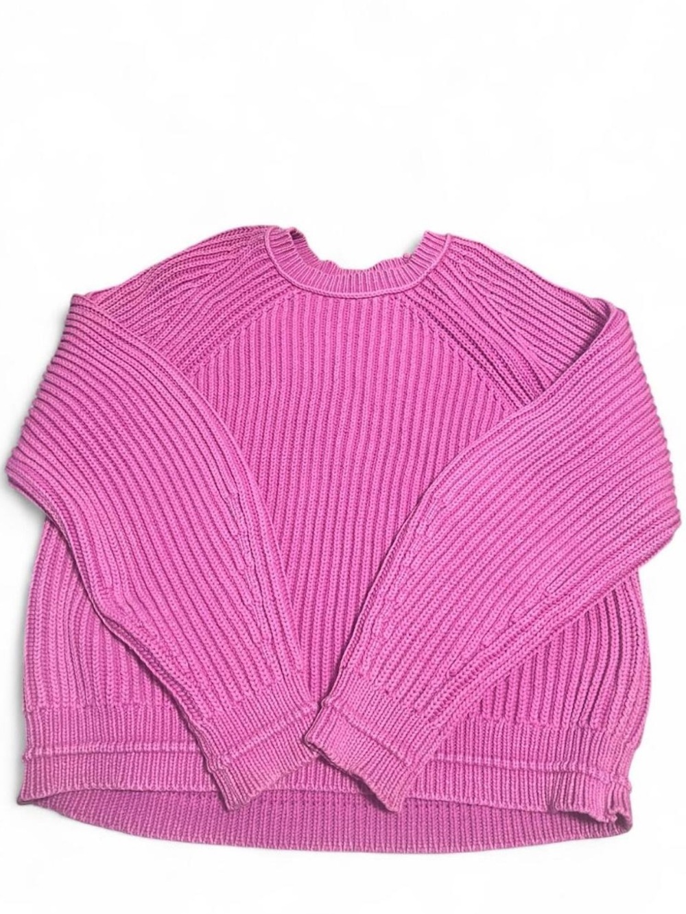 J. Crew Bright Pink Ribbed Crewneck Sweater
